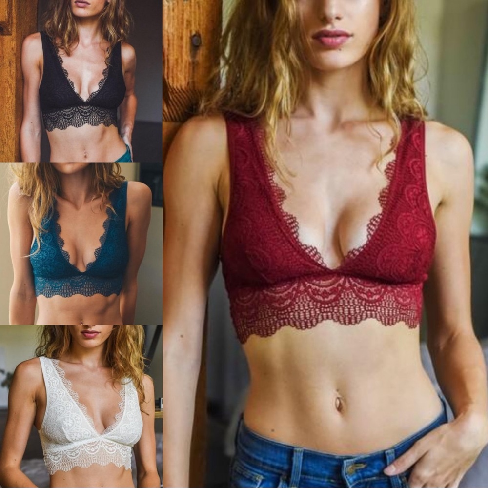 RED Scalloped Lace Bralette - Picture 2 of 3